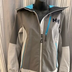 Helly Hansen Gray Ski Jacket with Blue Accents